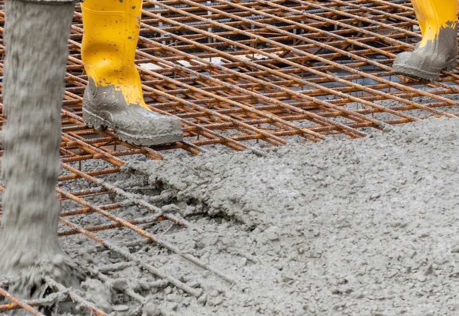 Detailaufnahme von verlegtem Bewehrungsstahl
